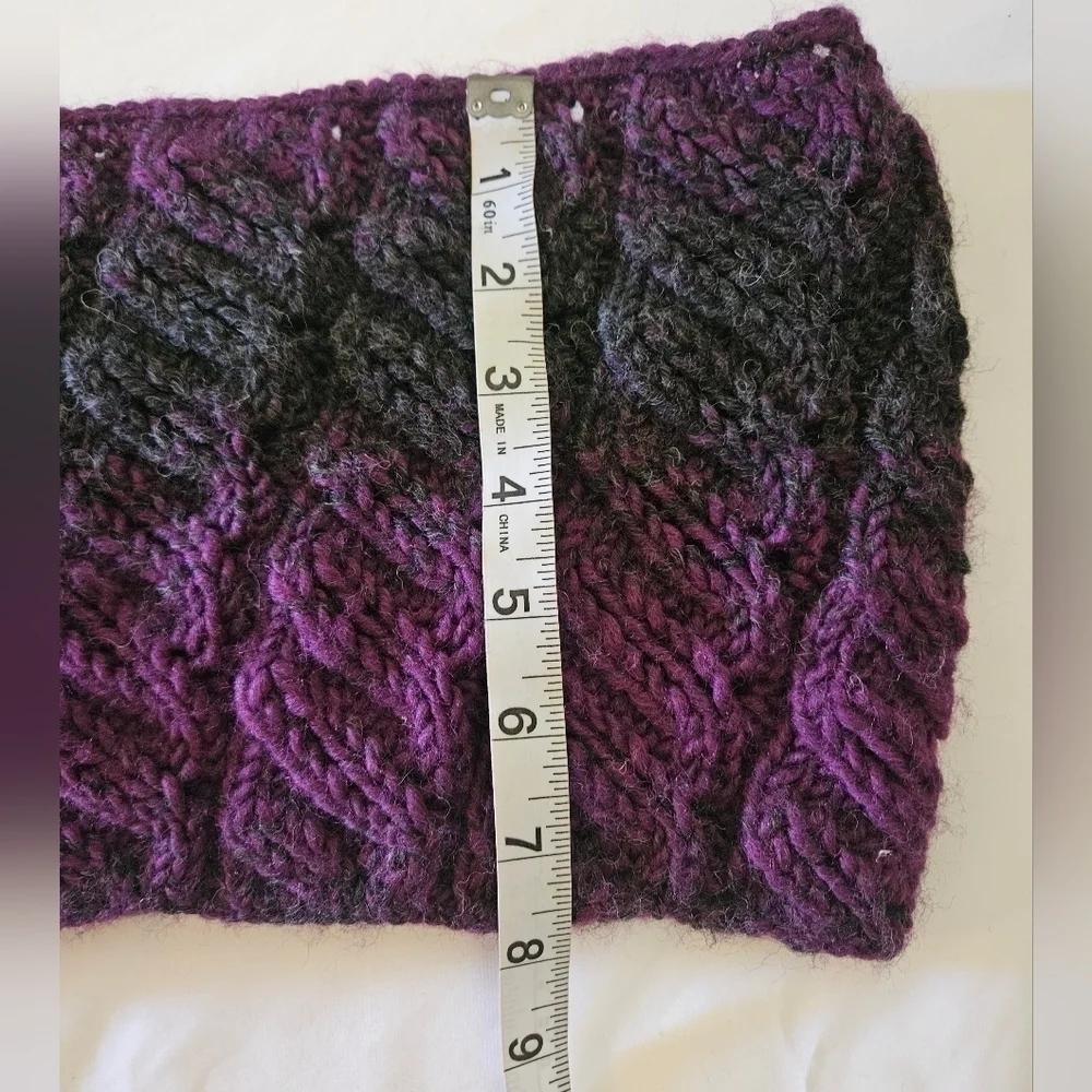Hand Crafted Scarf Unique chunky knit Multipurpose Purple Black Crochet Handmade